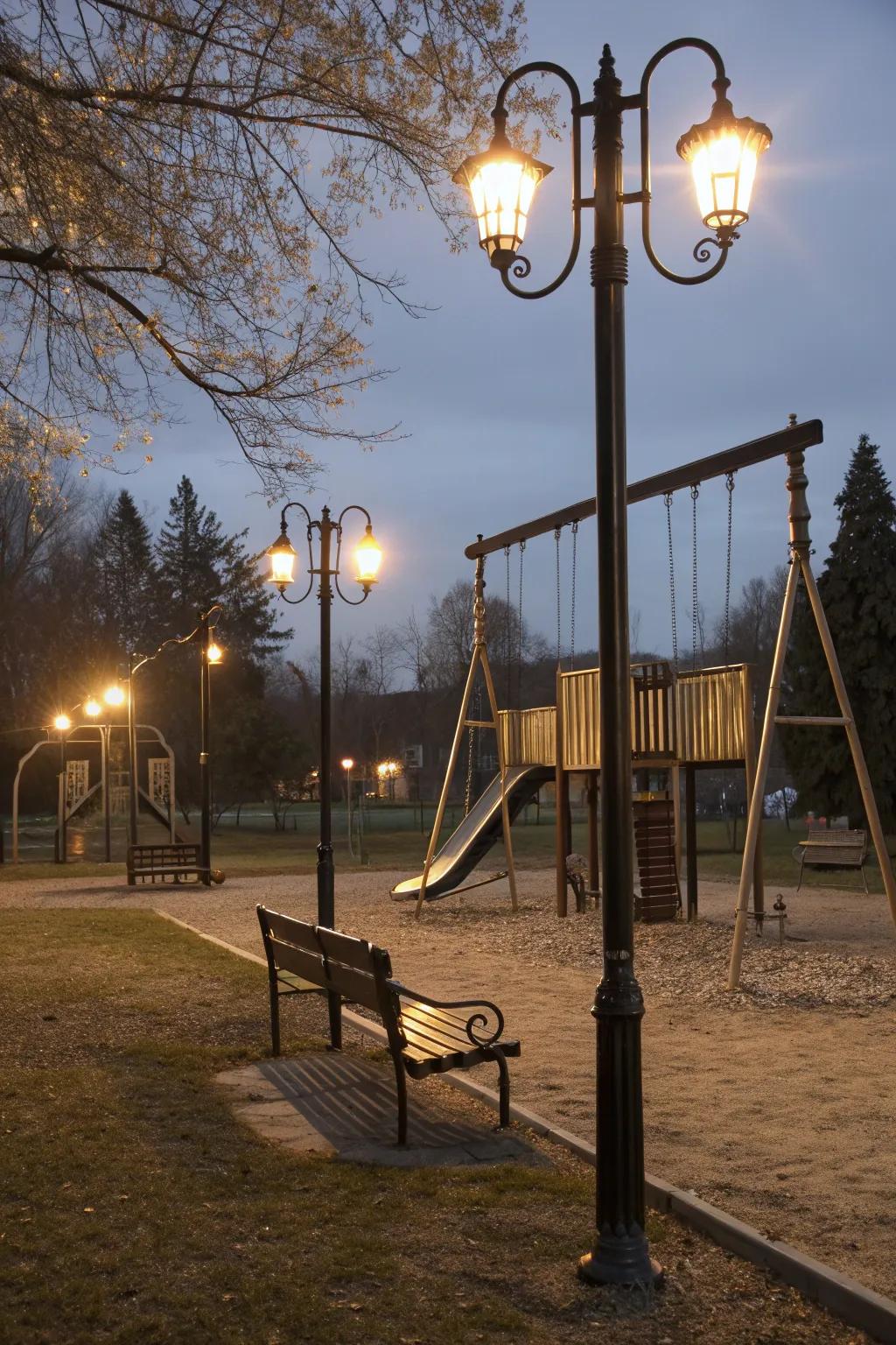 Sophisticated decorative post lights for a quaint touch.