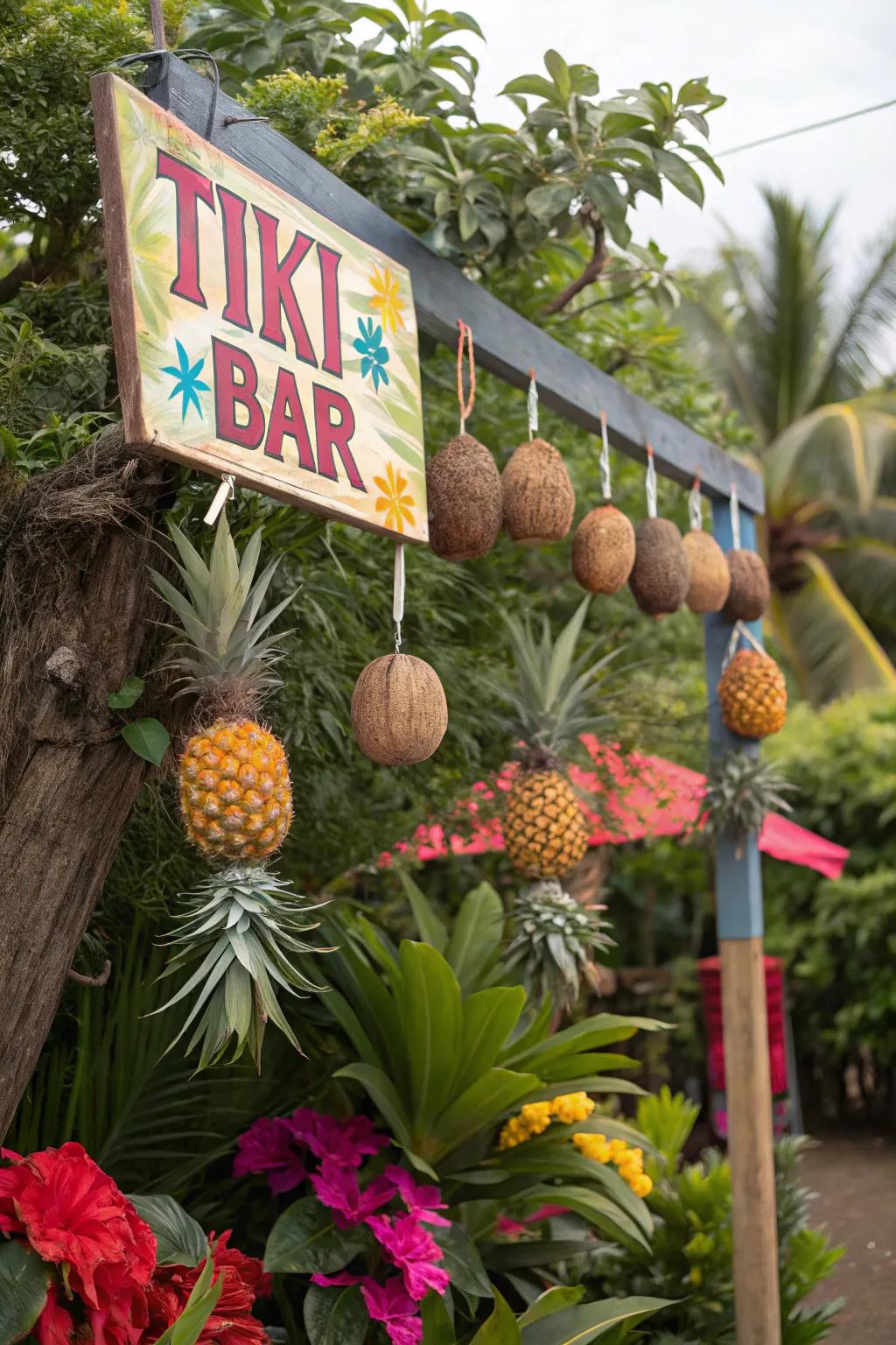 Let tropical fruits bring a splash of color to your tiki bar.