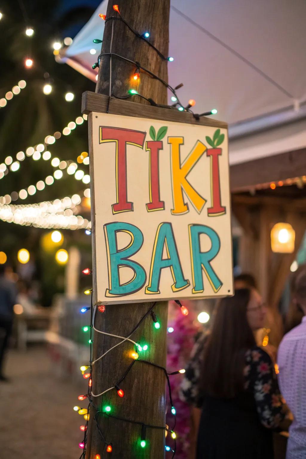 Playful fonts add character to your tiki bar sign.