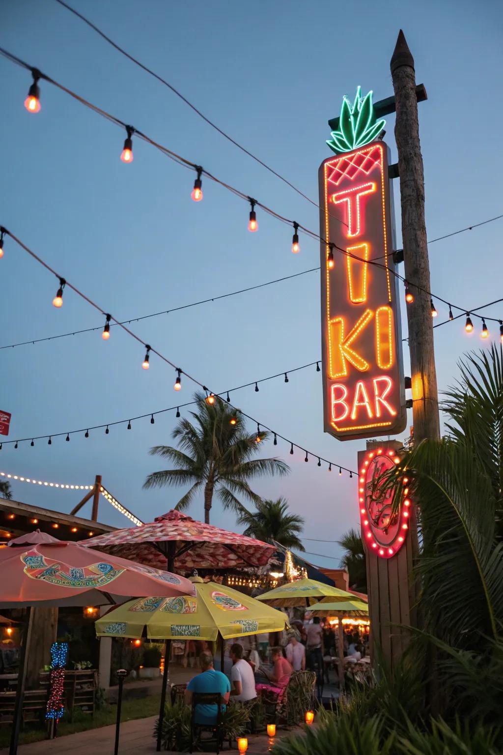 Light up your tiki bar with a glowing neon sign.