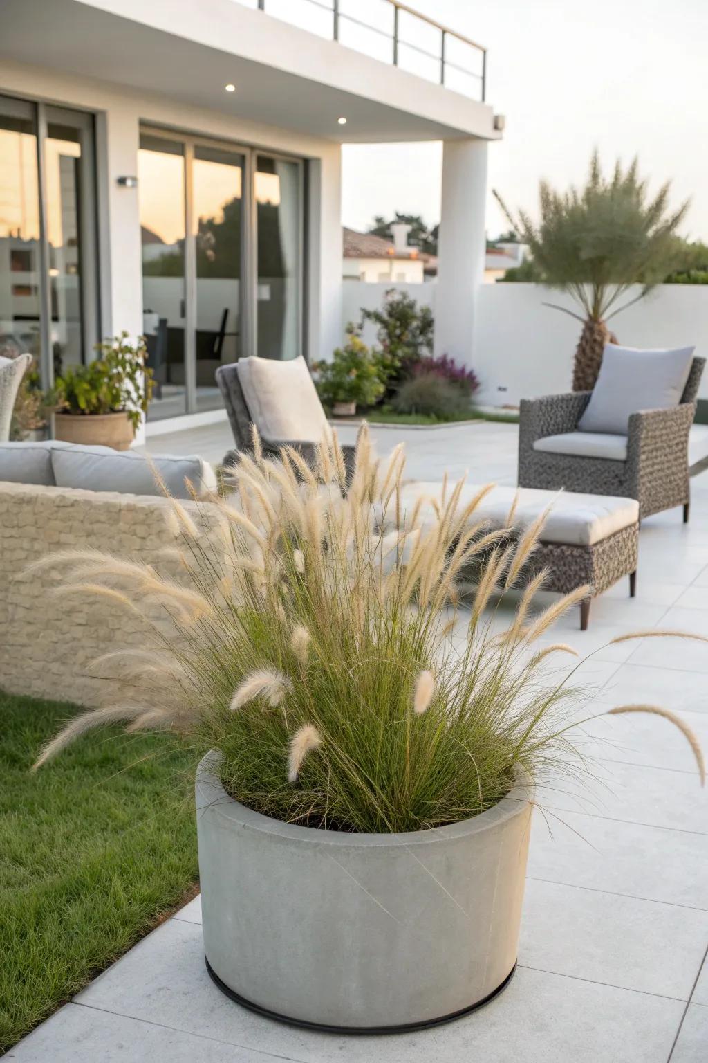Create a dynamic look with fountain grass.