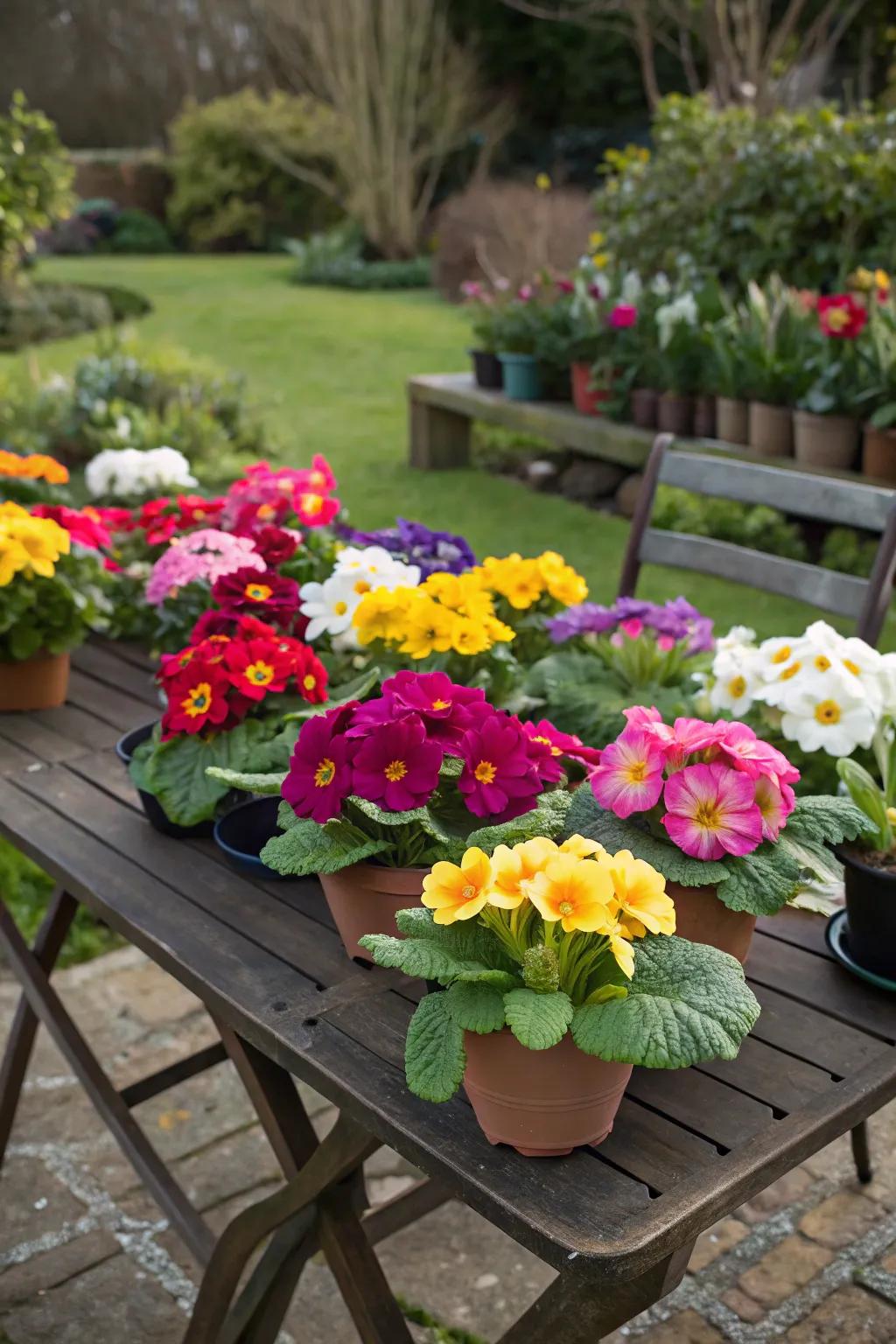 Add a burst of spring with primroses.