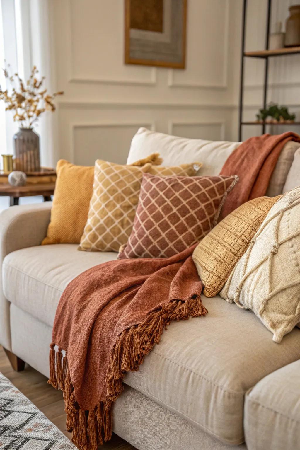 Textured fabrics add warmth and comfort