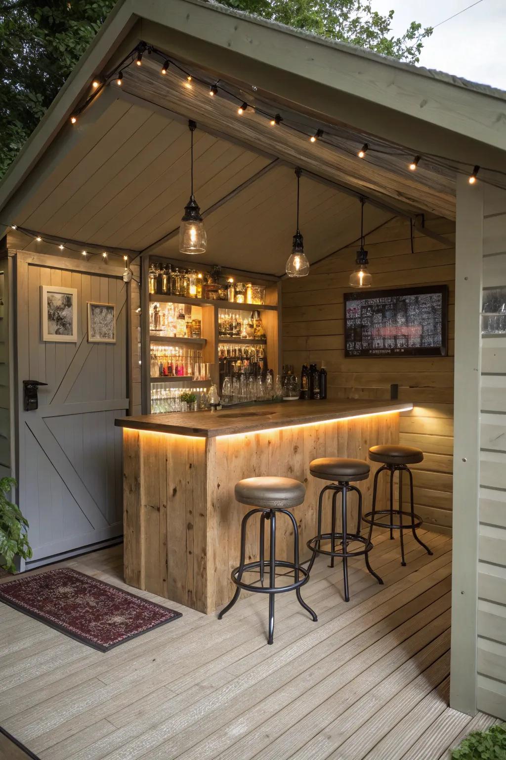 A mini bar adds elegance and convenience to your games room.