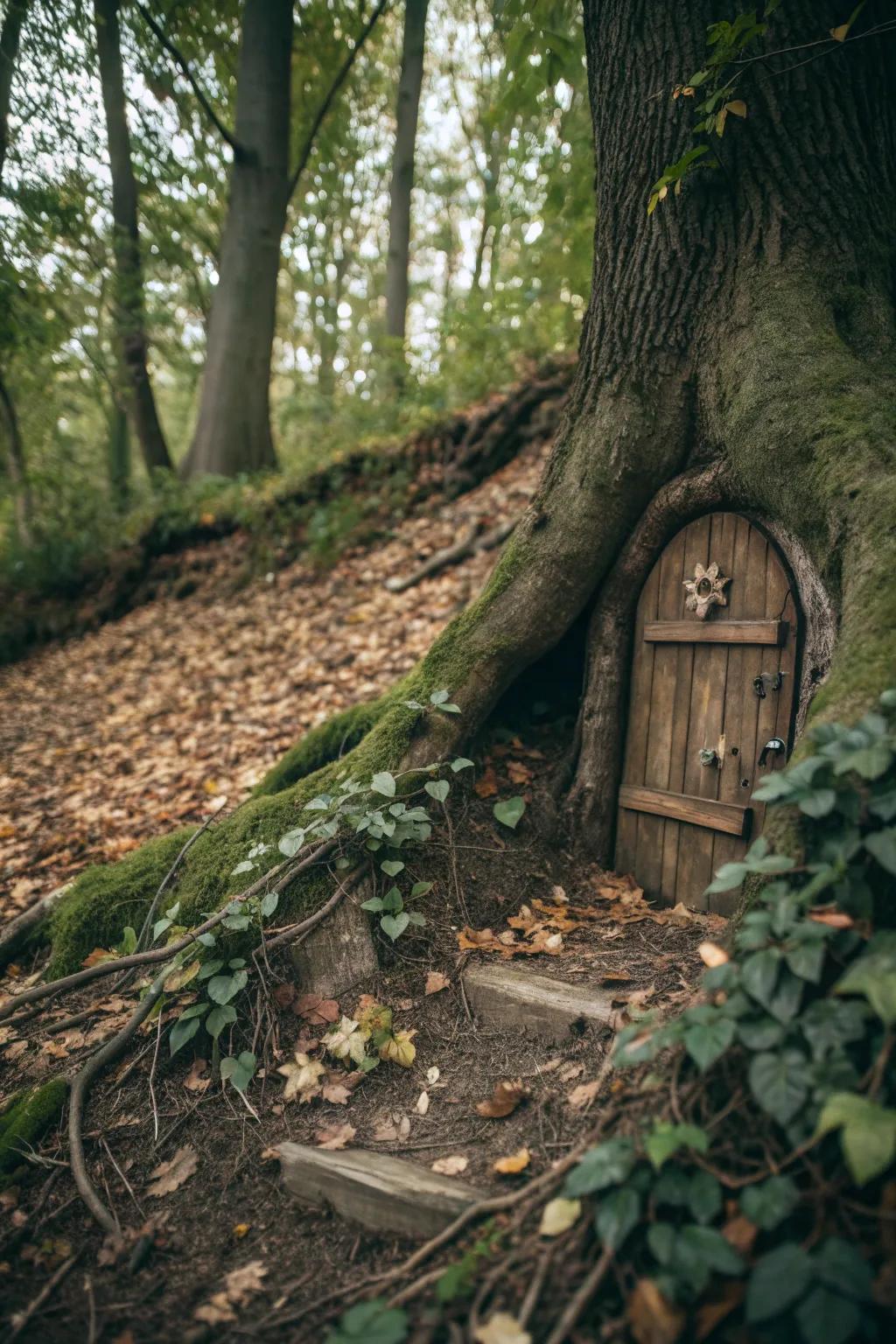 Secret gnome doors invite imagination and exploration.