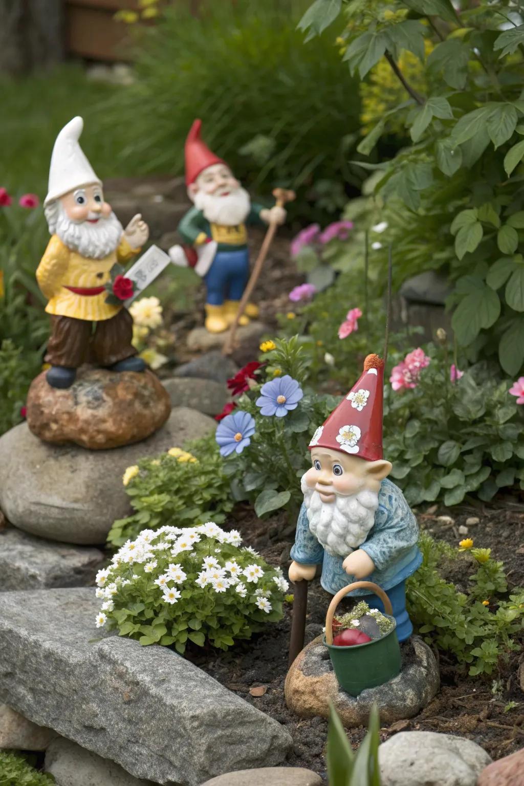 Gnome figurines add personality and character to your garden.