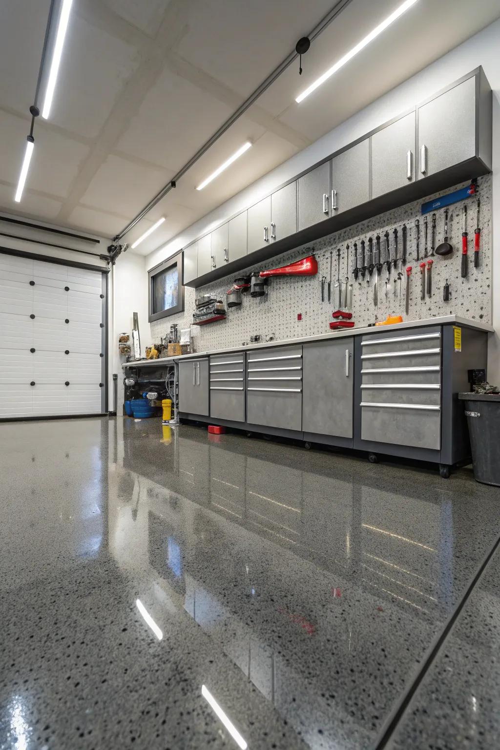 Epoxy coatings combine durability with a sleek, high-gloss appearance.