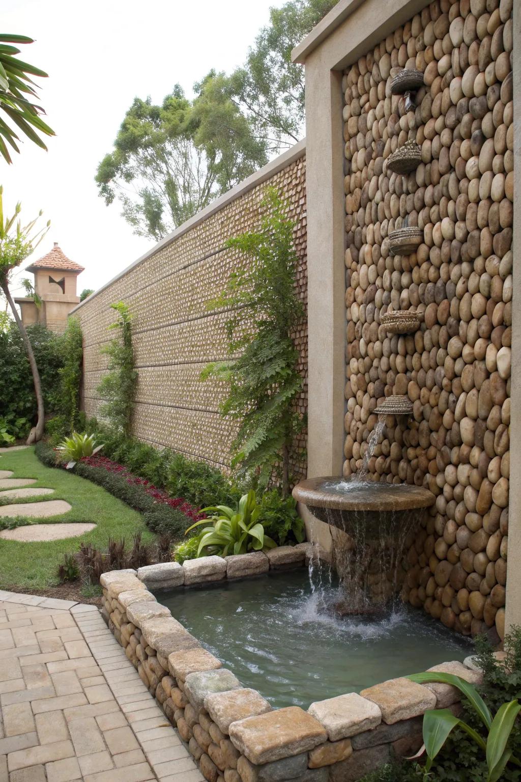 Pebble mosaics offer a natural and artistic vibe to outdoor spaces.