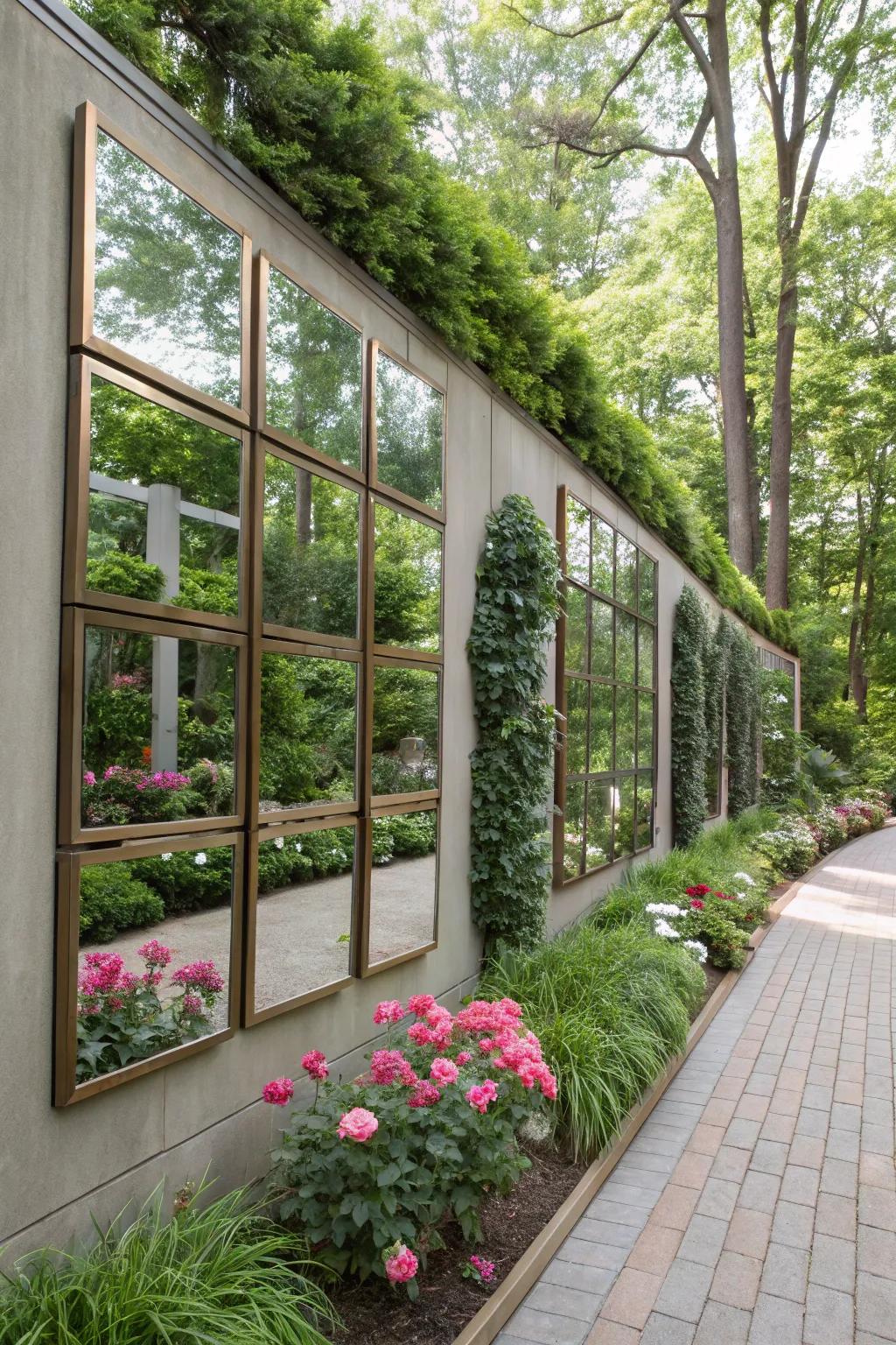 Mirrors in feature walls enhance the sense of space and light.