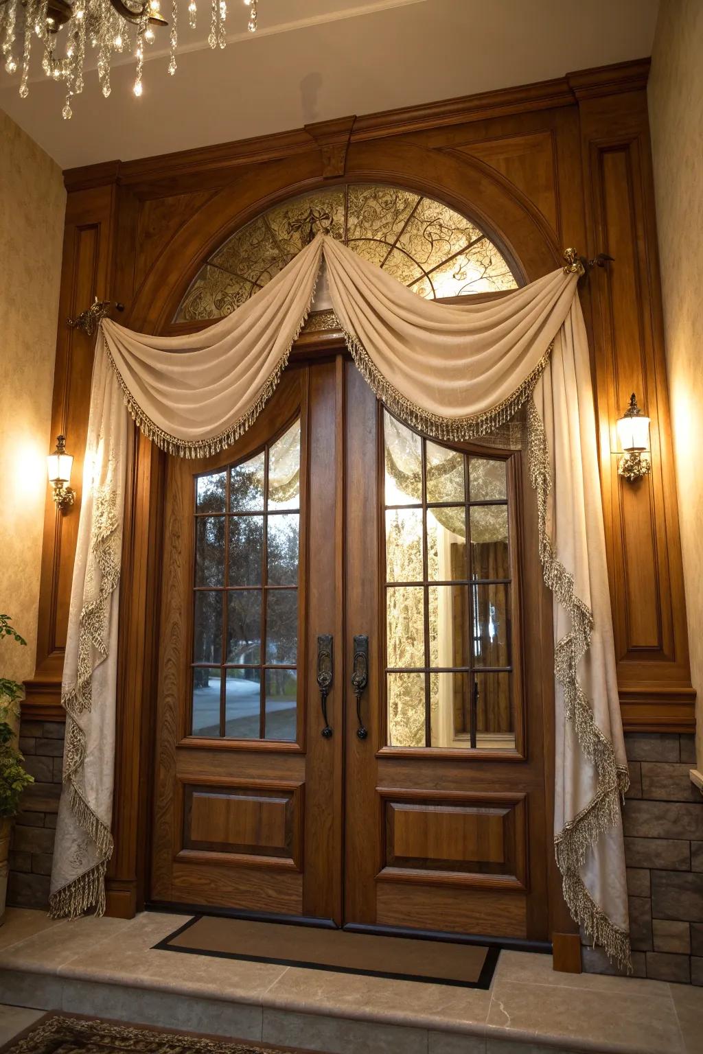 A fabric swag adds elegance and cohesion.