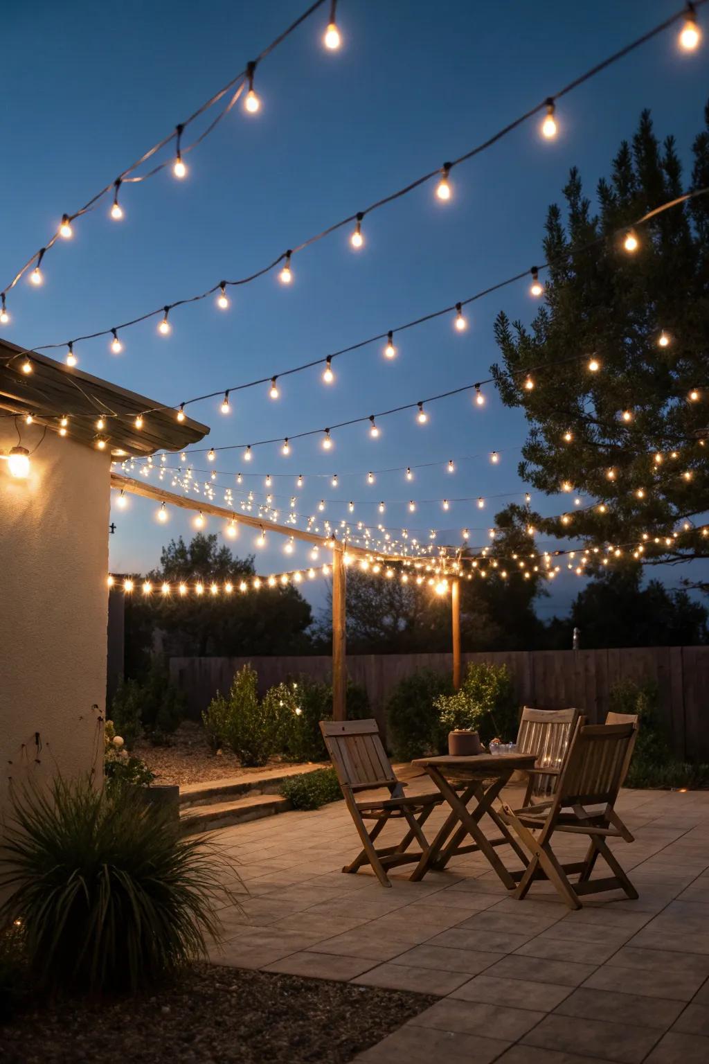 Create a starry atmosphere with string lights.