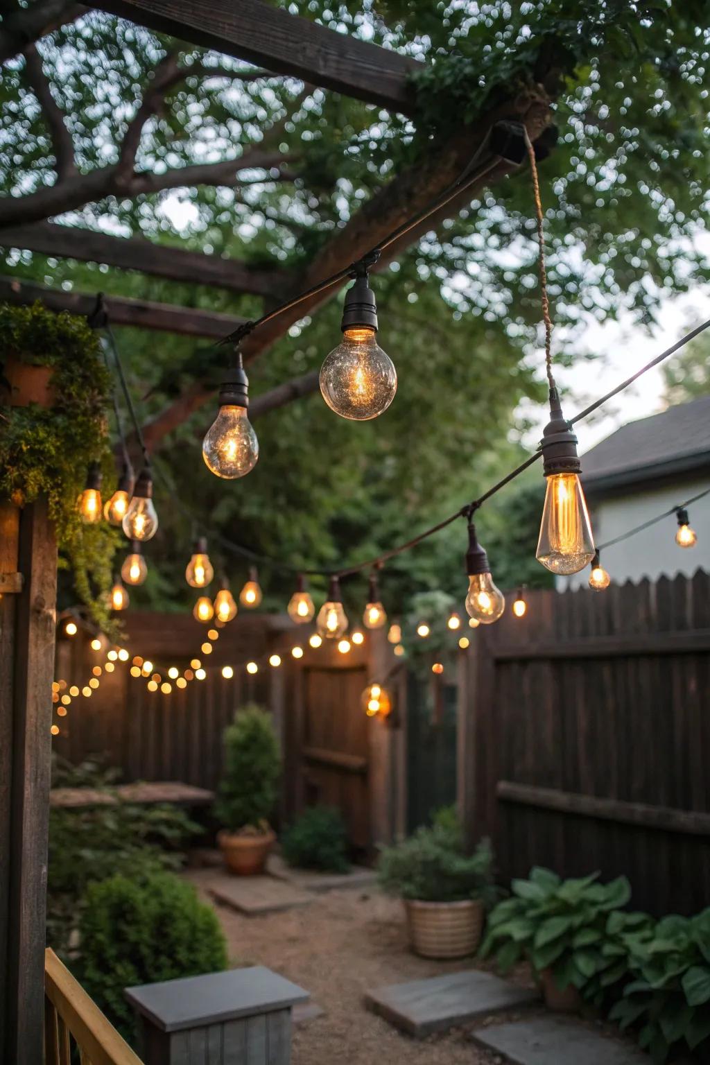 Add vintage charm with hanging bulb clusters.