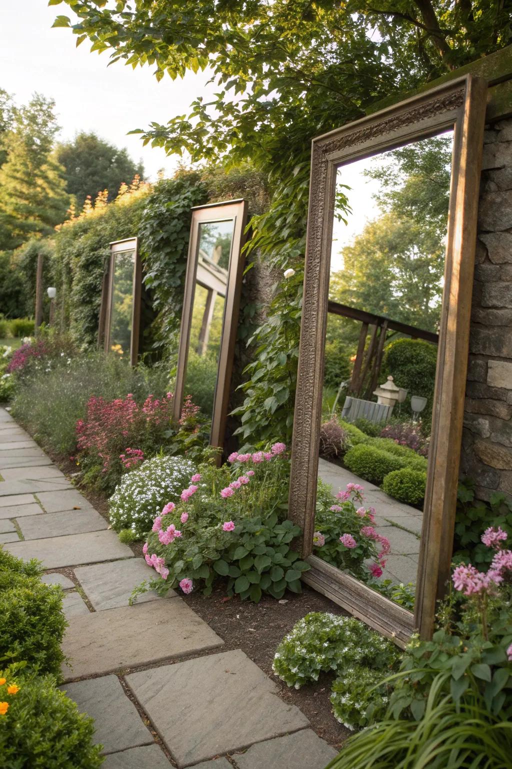 Enhance light play with reflective wall mirrors.