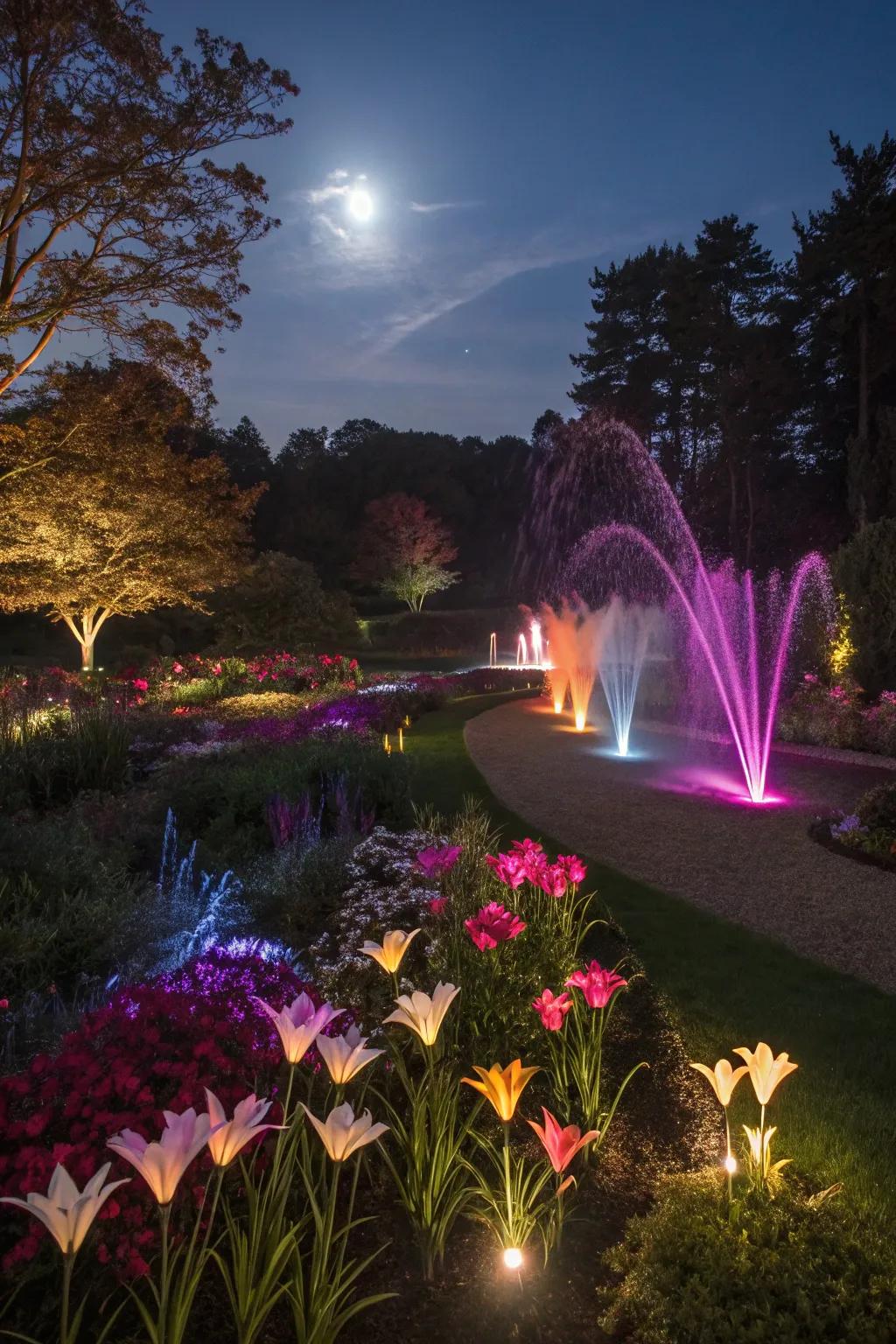 Dynamic displays with color-changing LED lights.