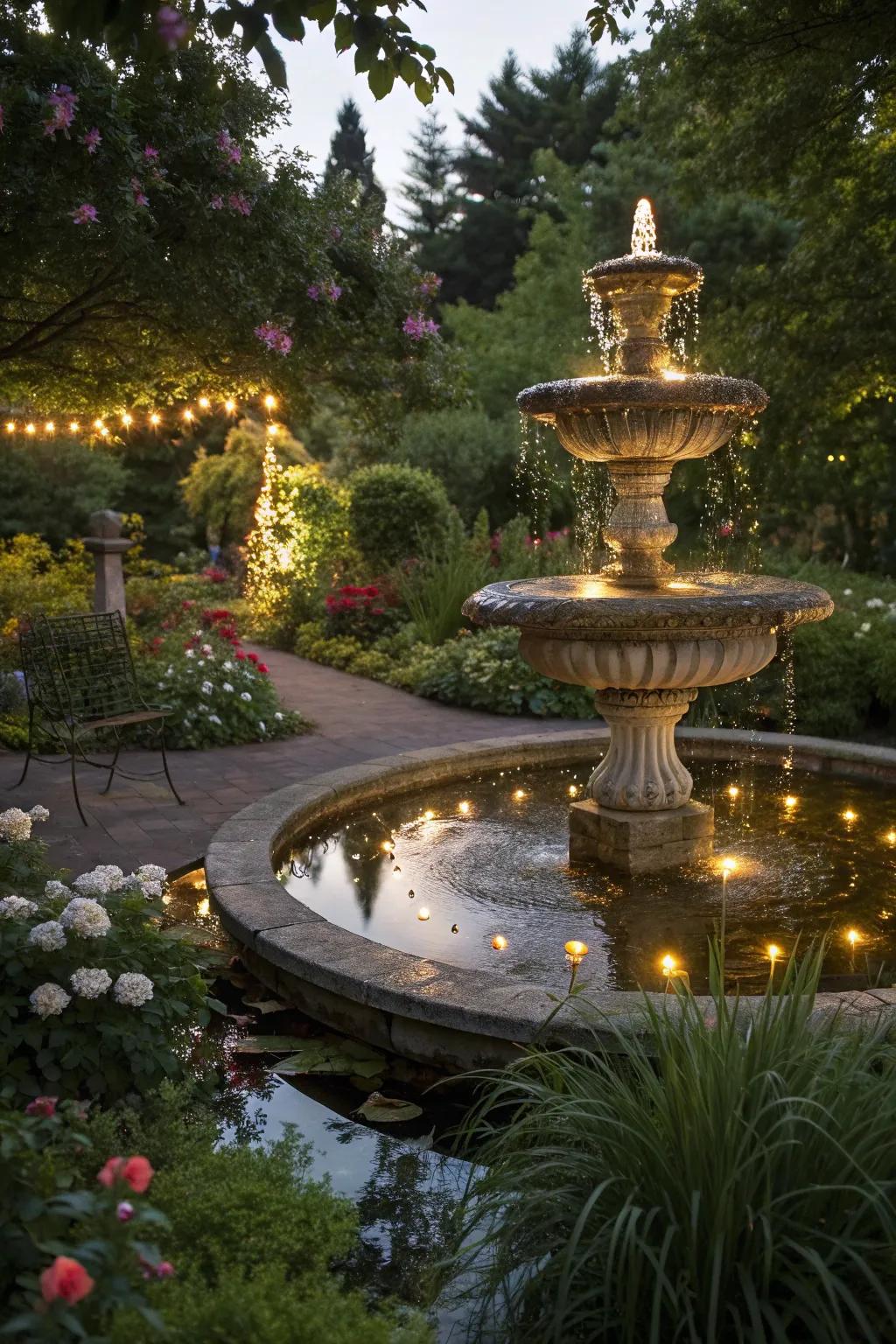 Create tranquility with water feature lighting.