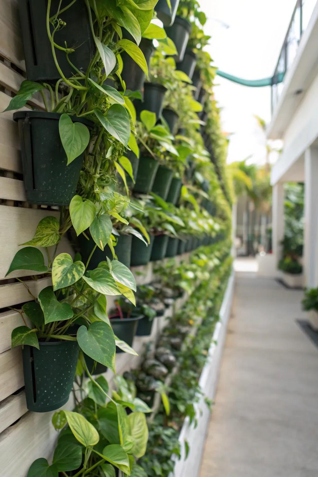 Create a stunning vertical garden with pothos.