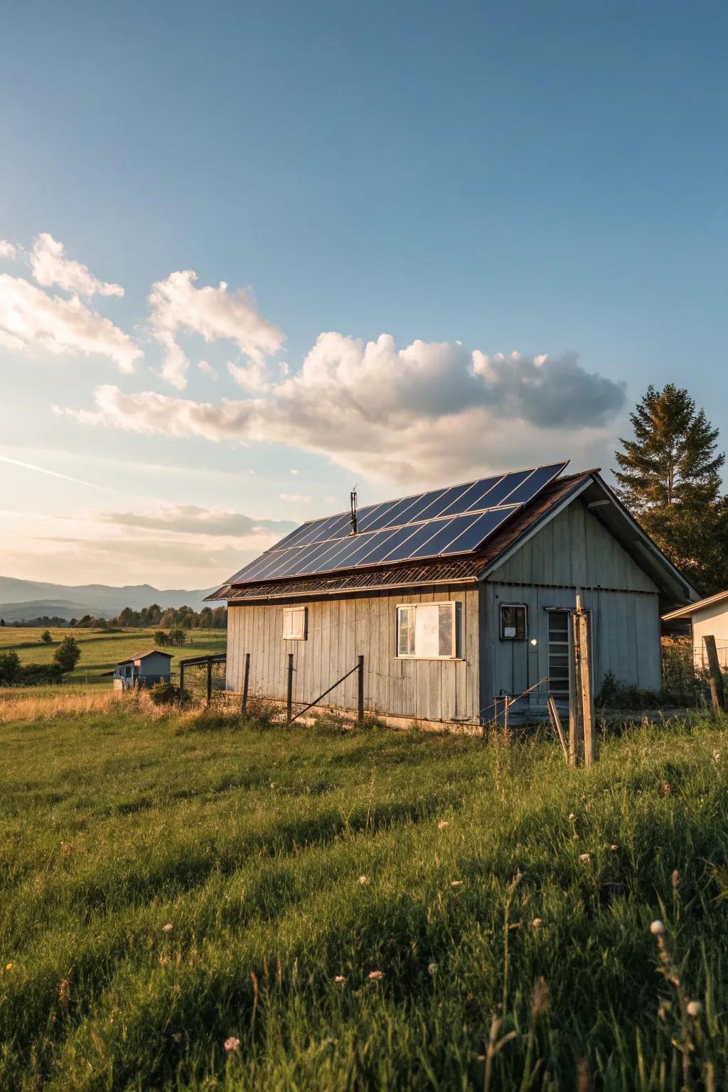 Solar panels offer a sustainable heating solution for your shed.