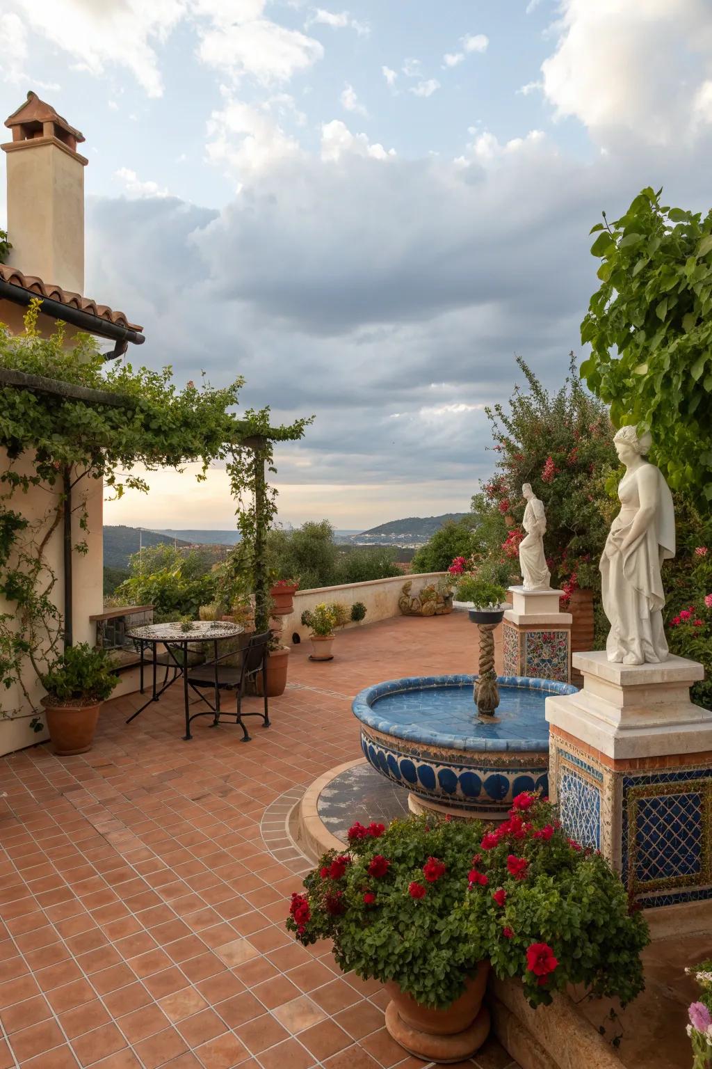 An outdoor space infused with the warm vibes of terracotta brick.