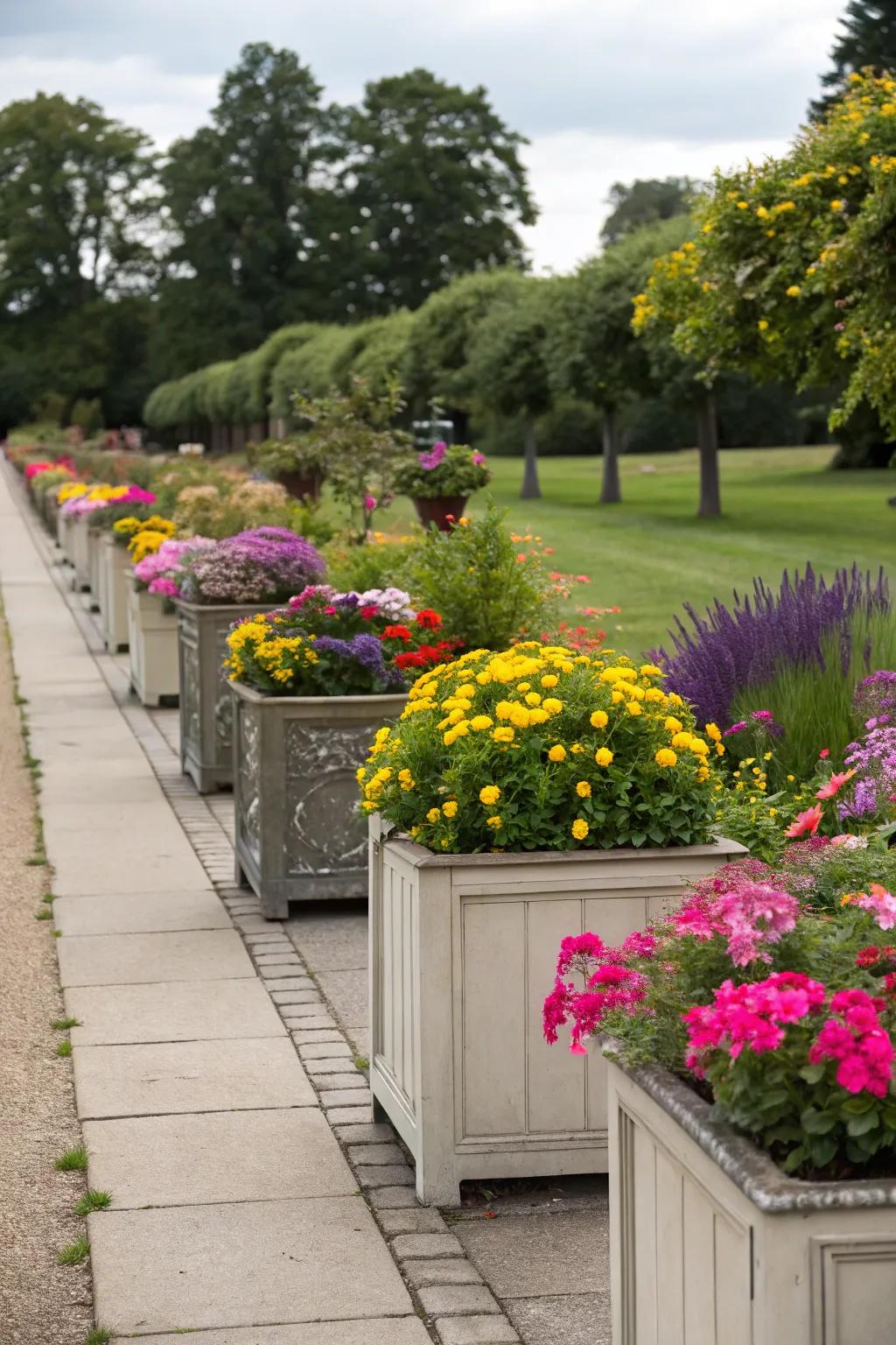 Pathway planters enhance the journey through your garden.
