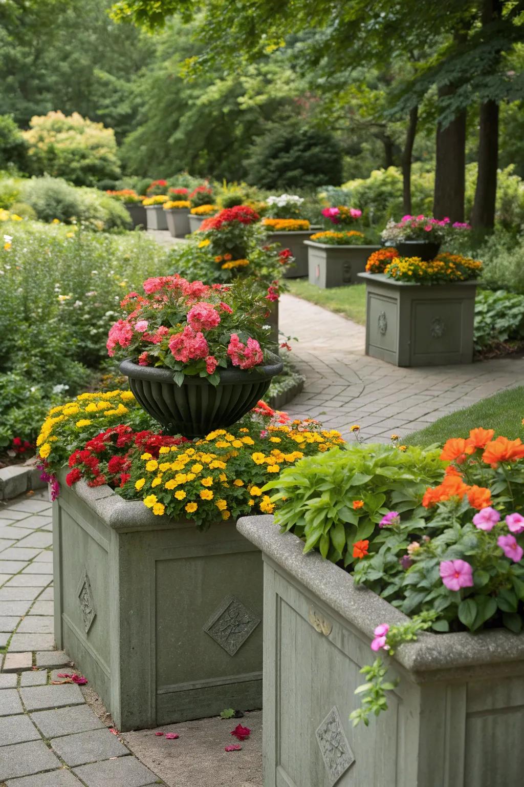 Seasonal displays in planters keep your garden ever-changing.