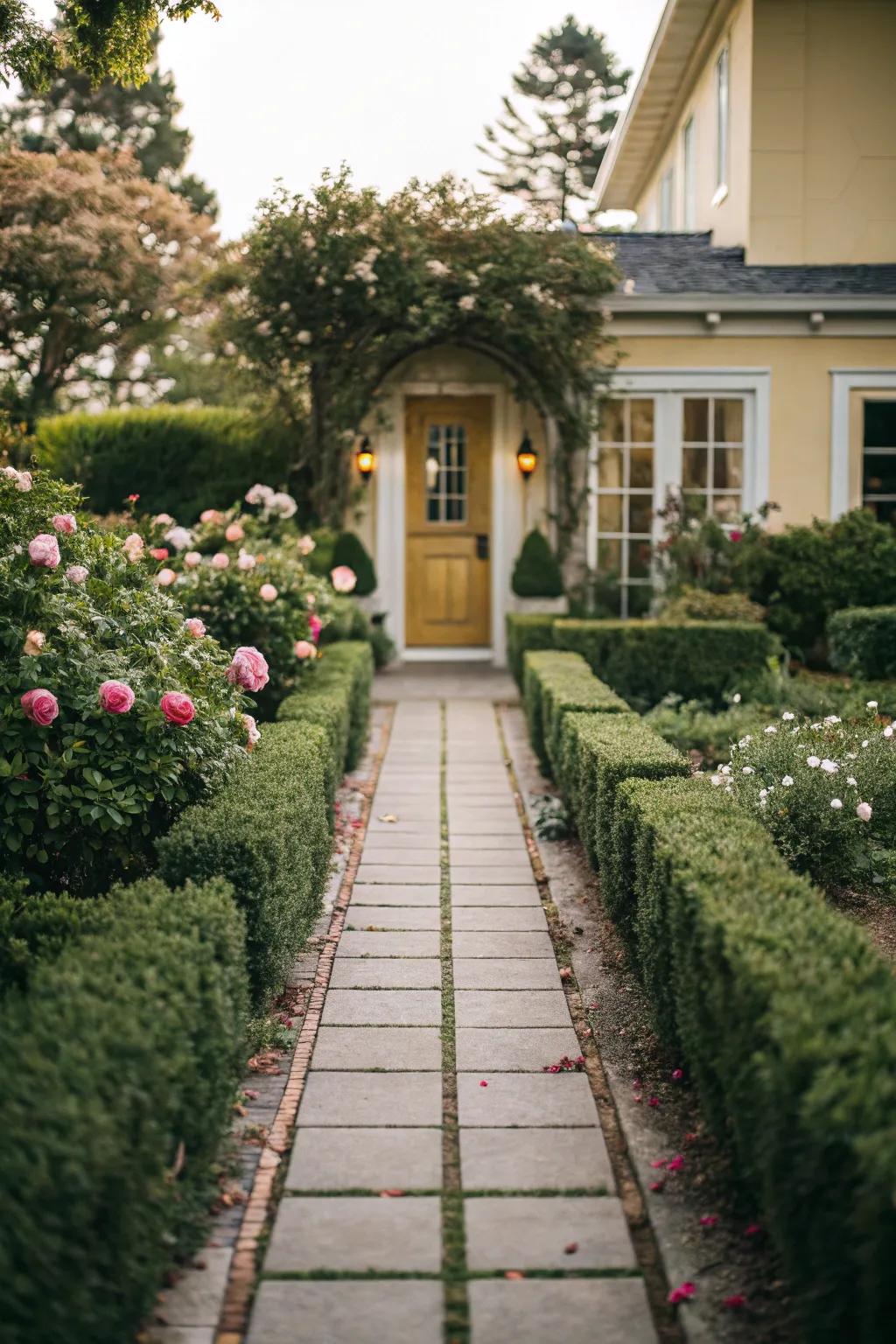 A welcoming and clear pathway guiding to the entrance