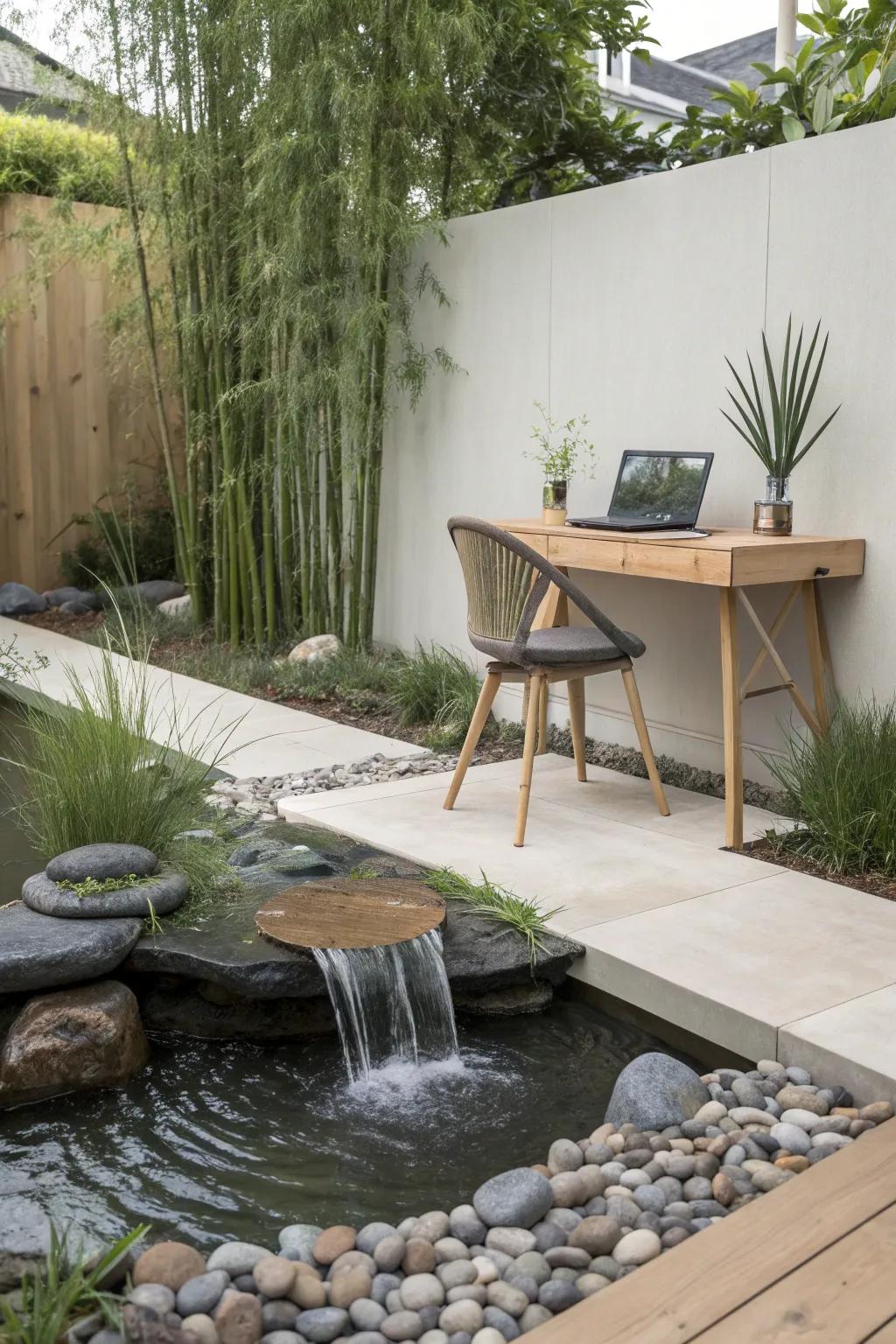 A zen garden office for tranquility and focus.
