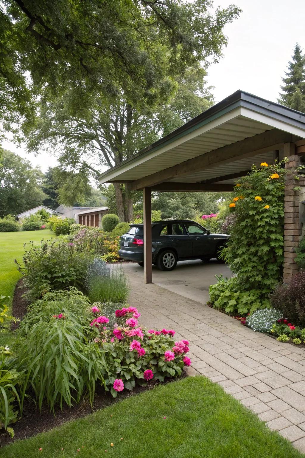 Detached carport offering versatile placement options in your yard.