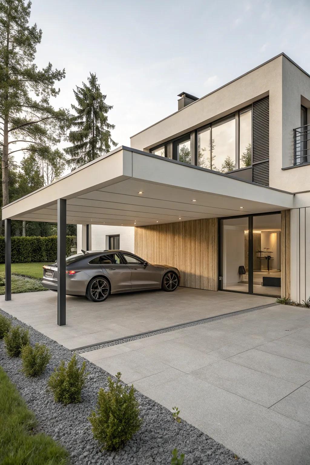 Minimalist carport showcasing elegance through simplicity.
