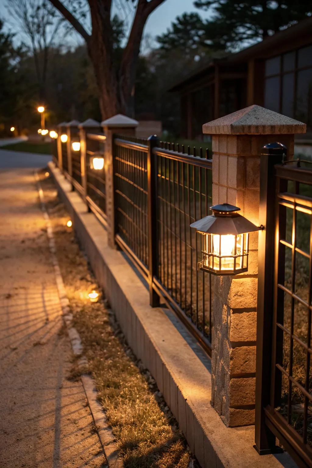 Post cap lights add a touch of elegance to any metal fence.