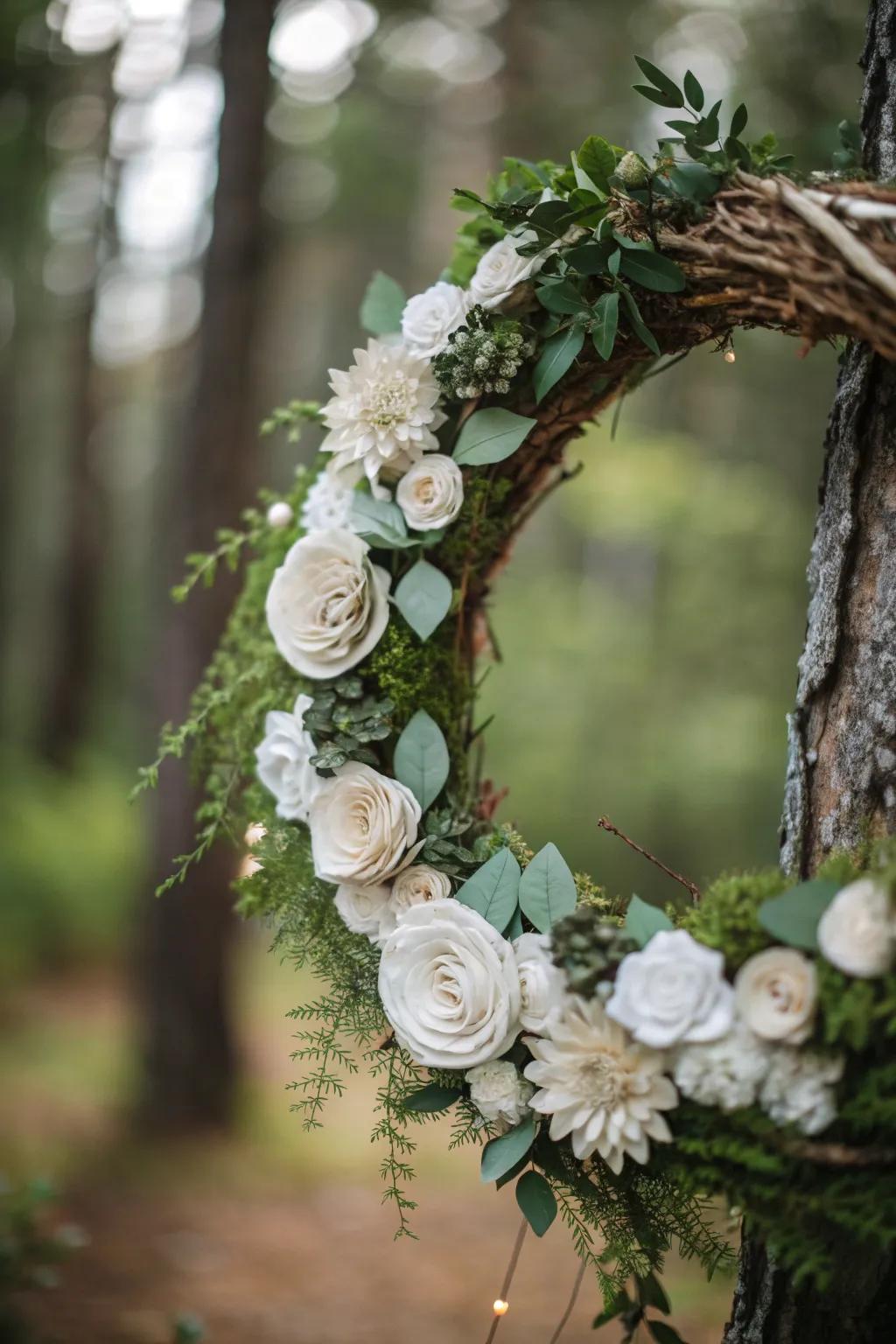 Eco-friendly wreath with sustainable materials.