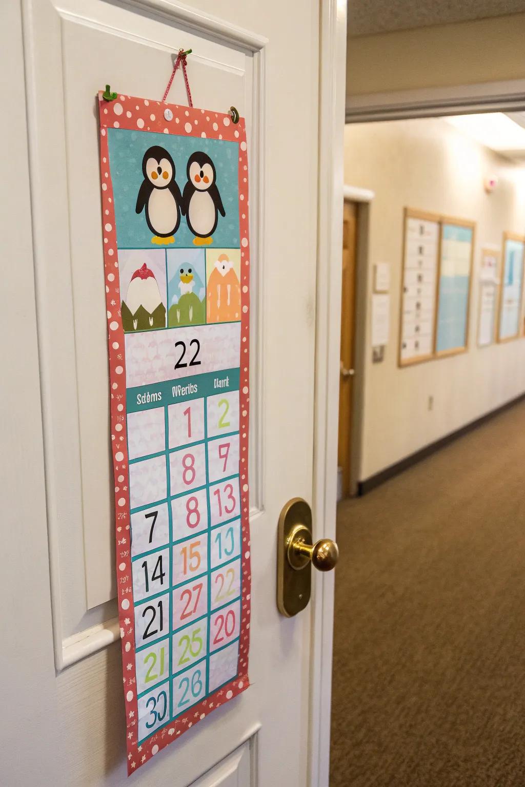 Count down to fun with a penguin calendar on your door.