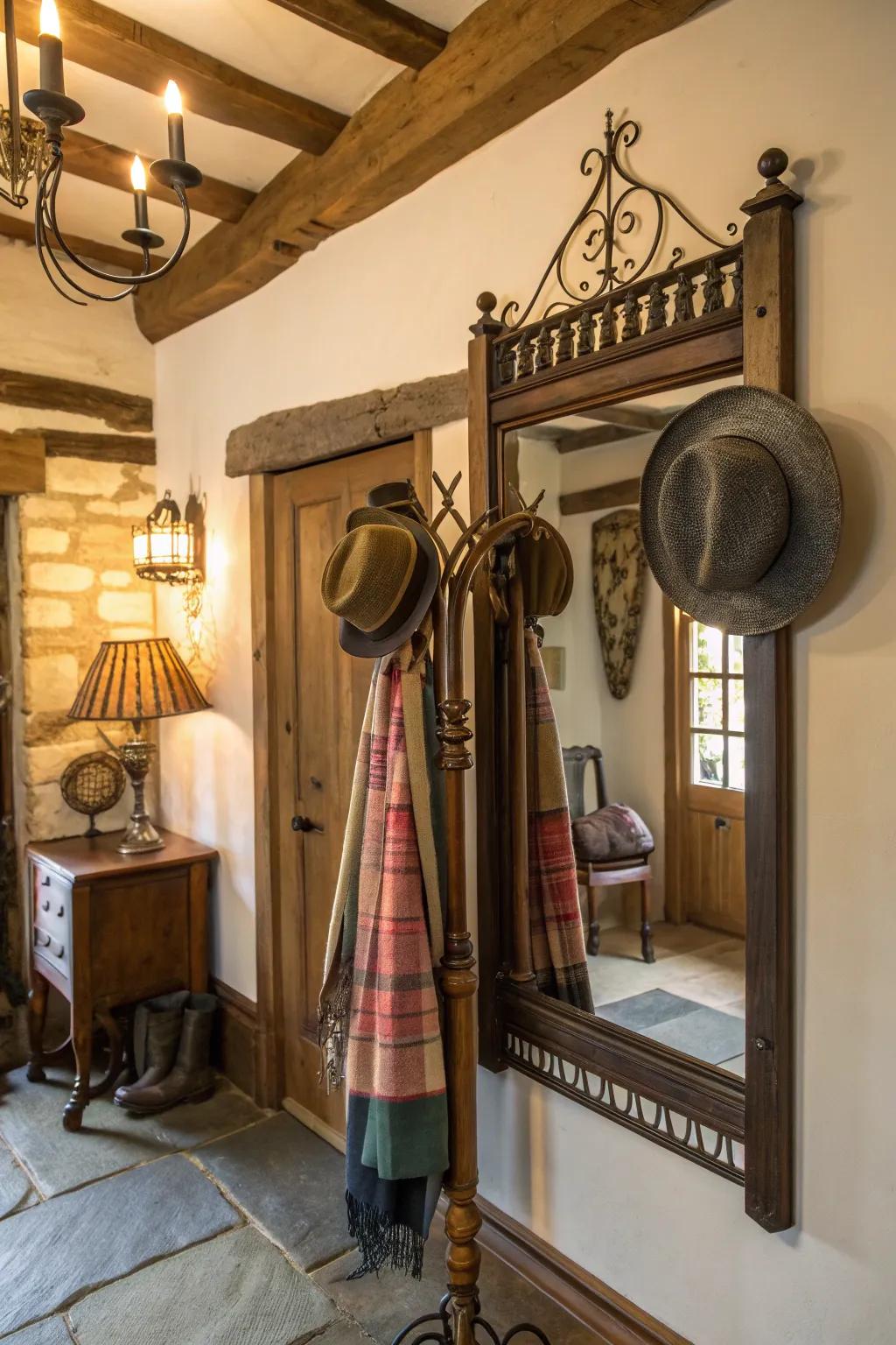 Vintage accents add character to this charming entryway