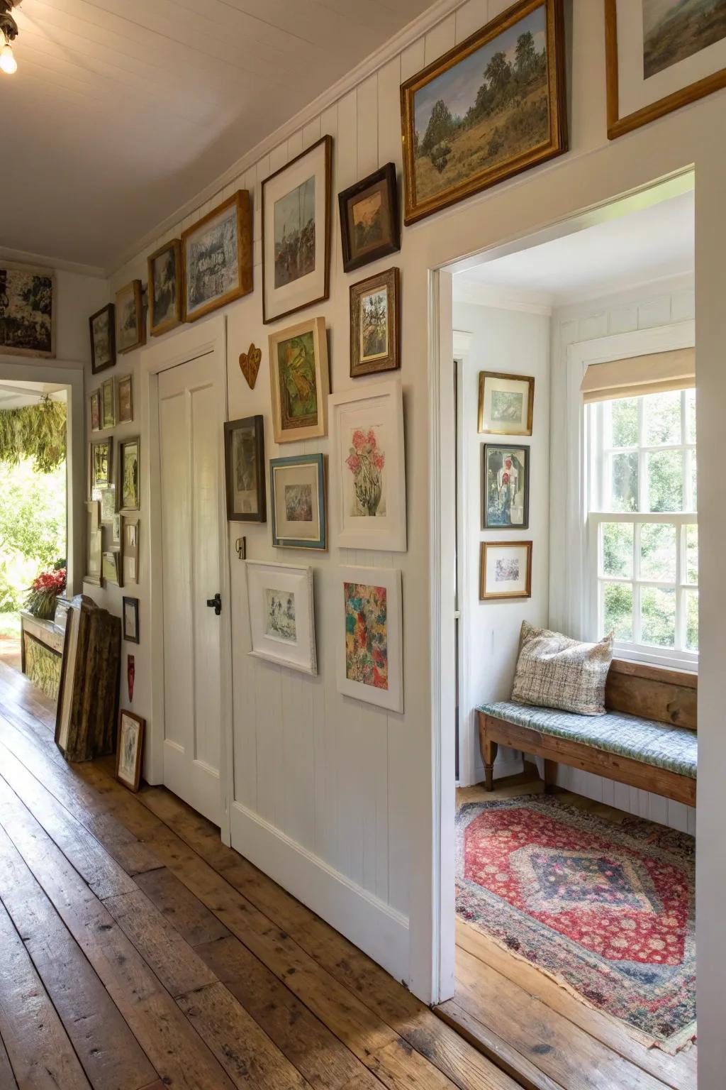 Gallery wall adds personality and style to the entryway