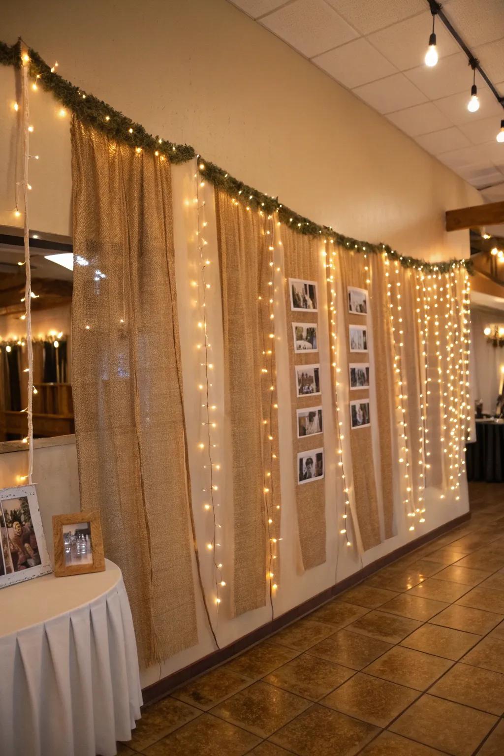 Burlap backdrops are perfect for capturing special moments.