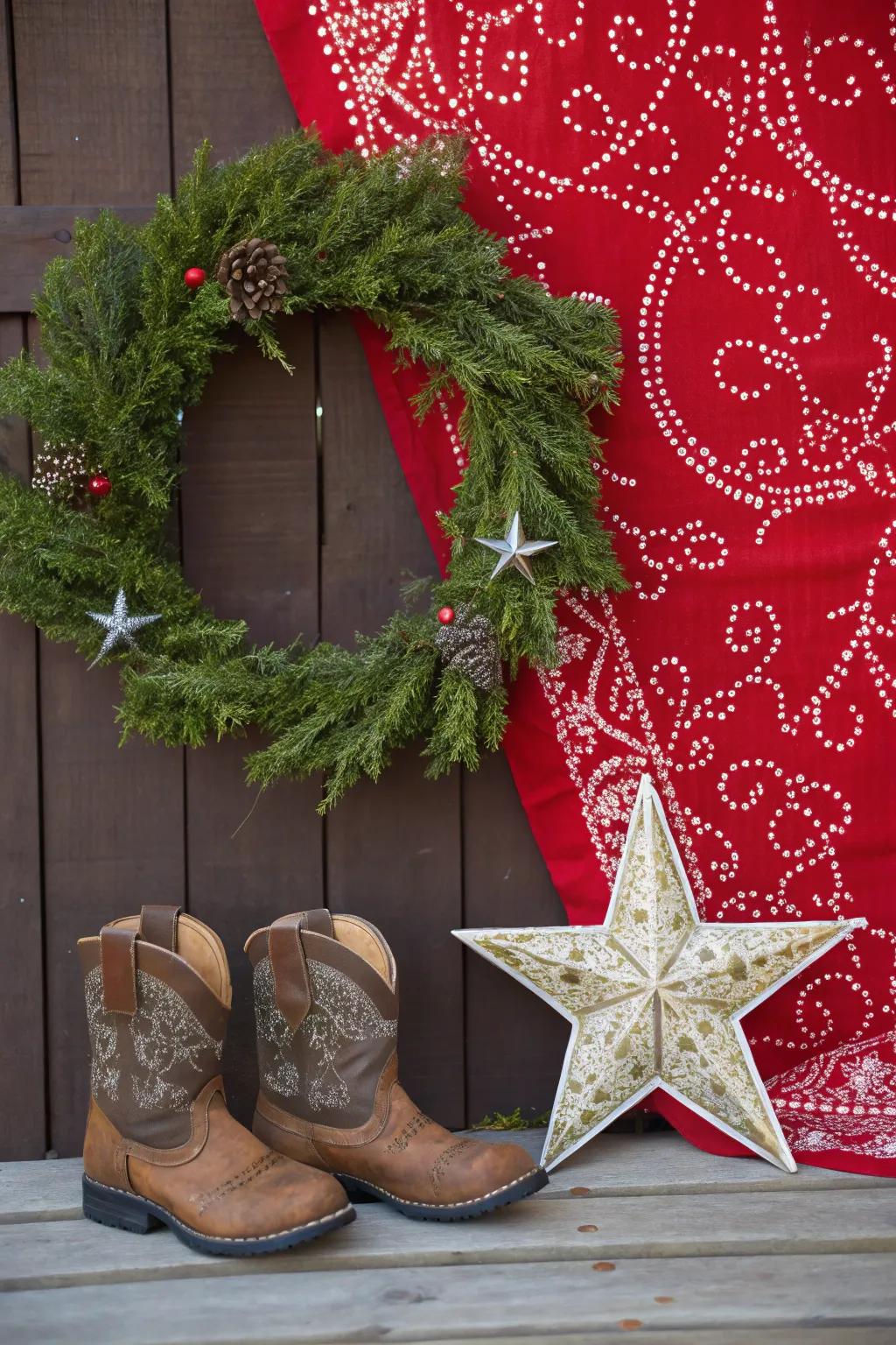 A bandana backdrop adds a colorful Western twist to your decor.
