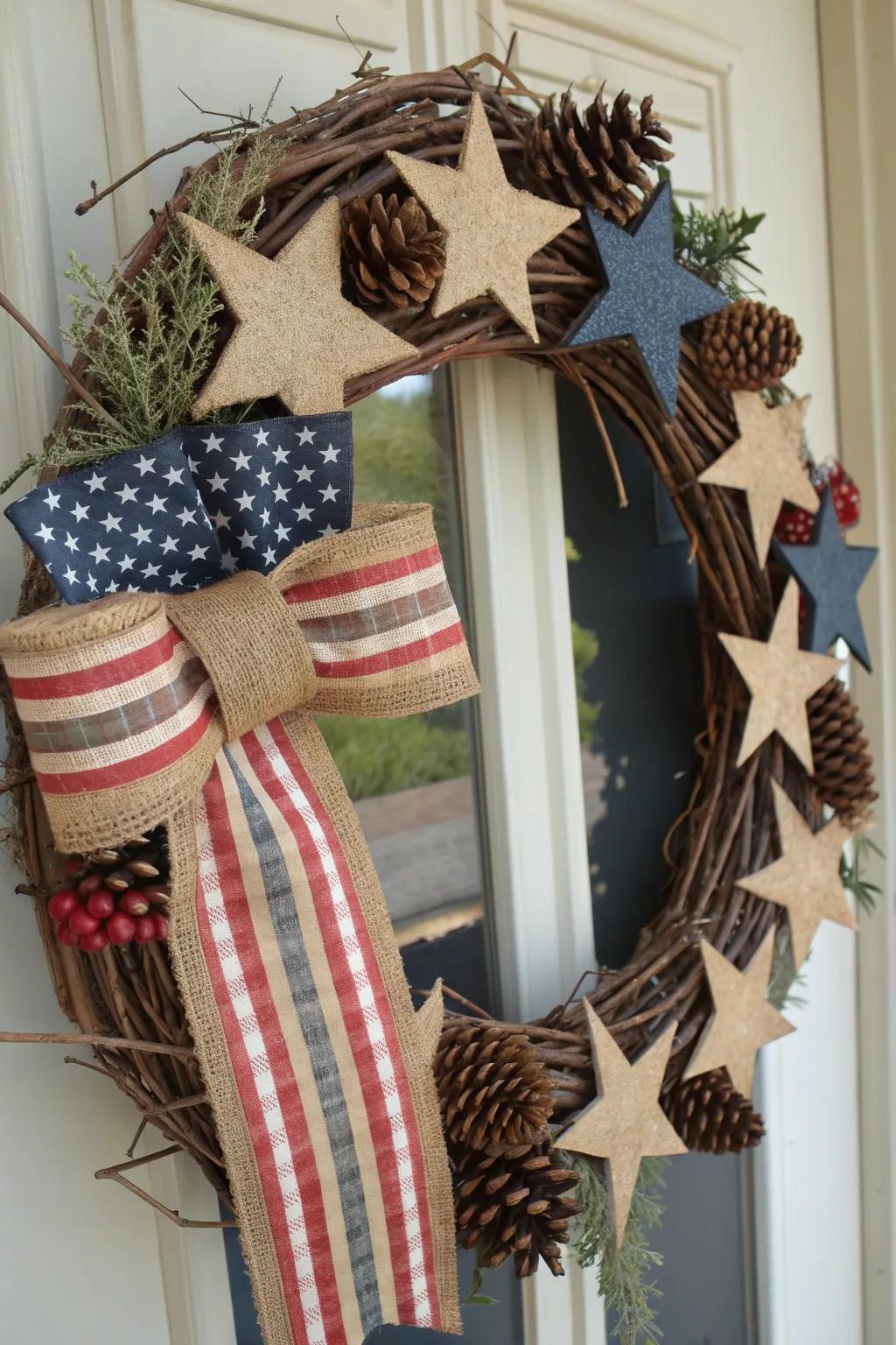 Stars and stripes create a patriotic Western theme.
