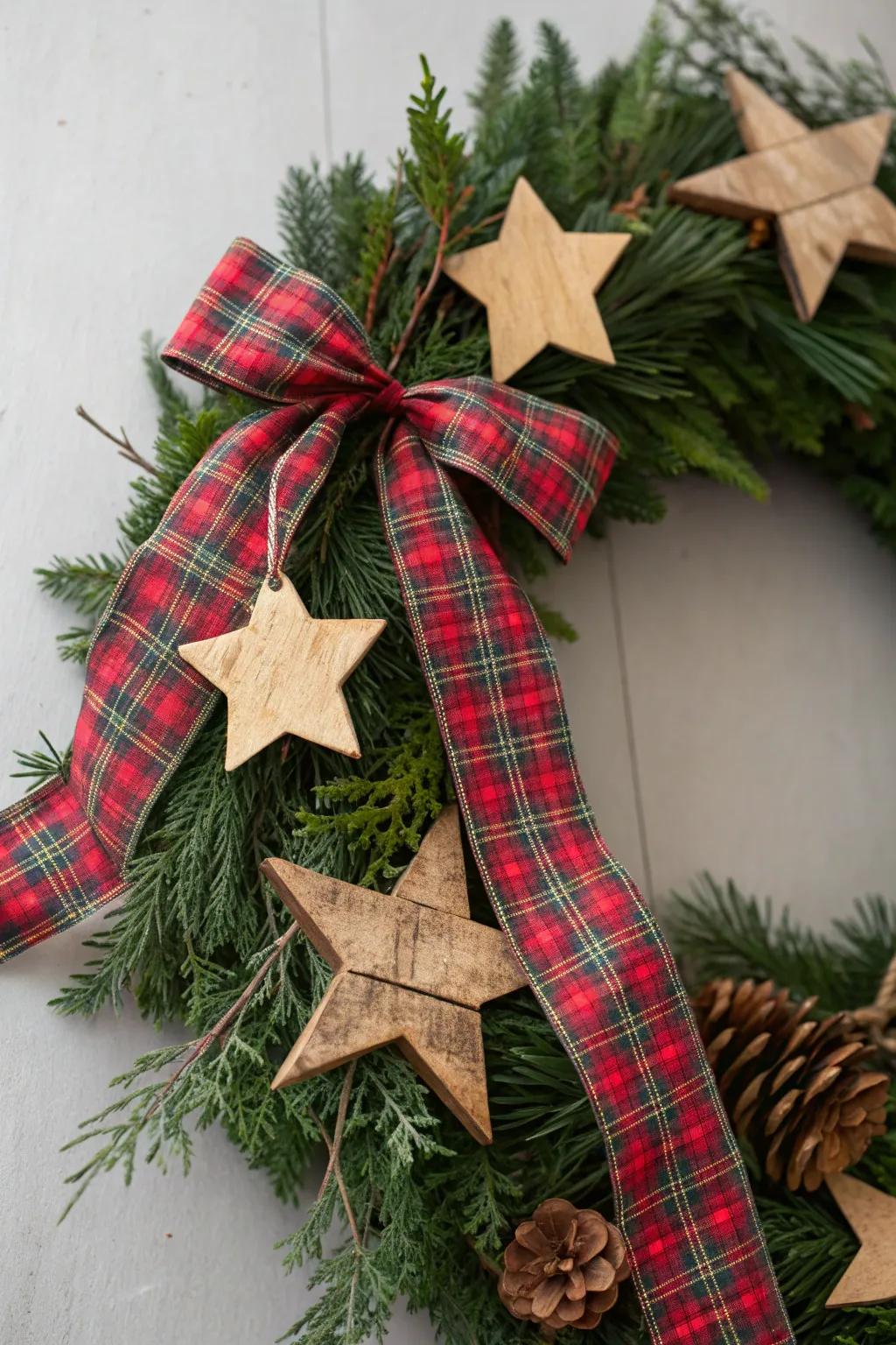 Plaid ribbons bring cozy country charm to your decor.