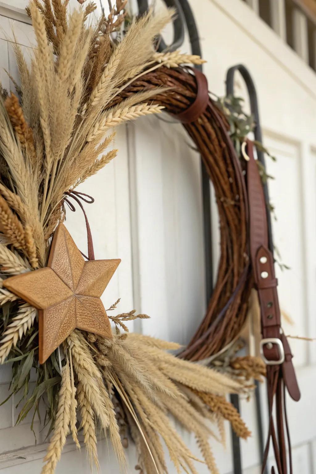 Saddle elements bring cowboy spirit to your Western wreath.