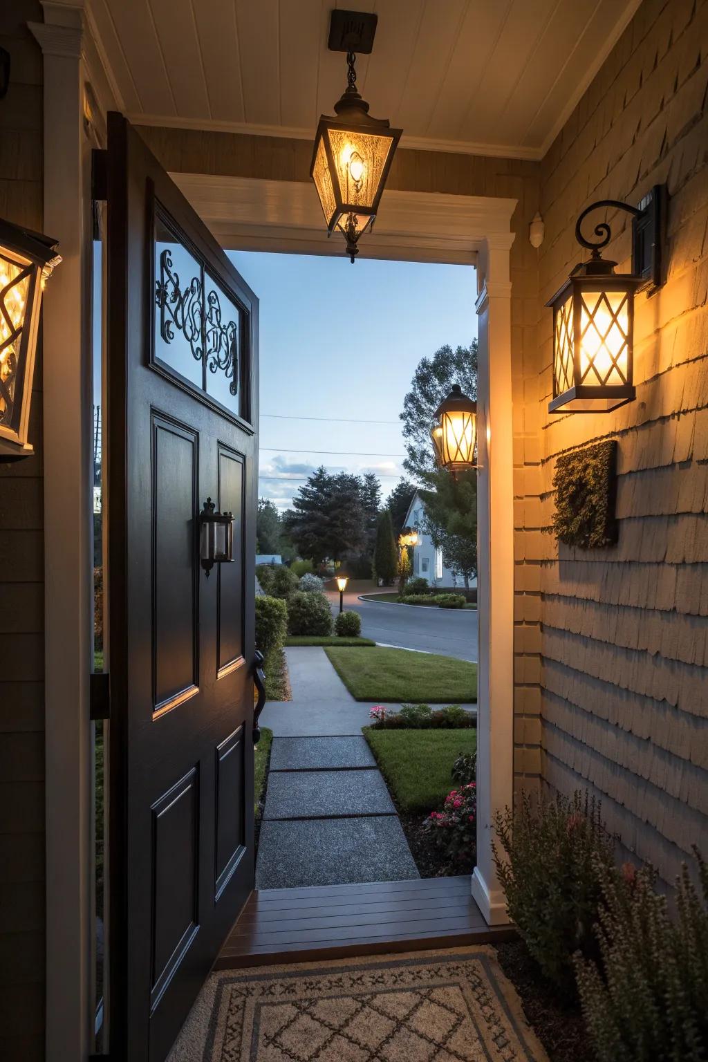 Stylish lighting enhances both safety and aesthetic.