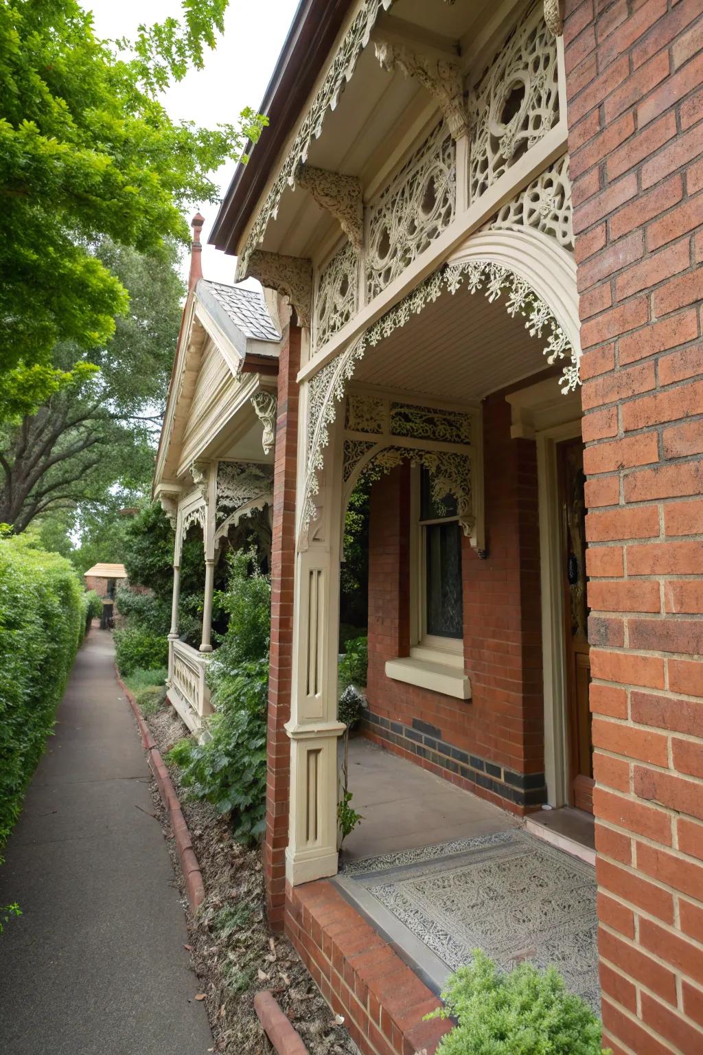 Architectural details add depth and interest to the entrance.