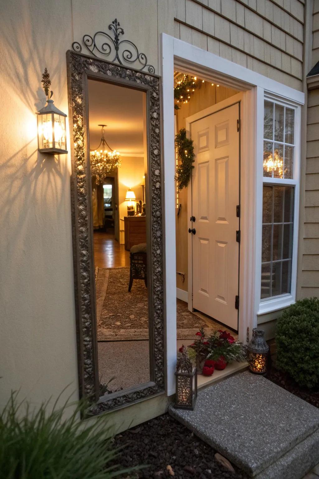 Mirrors add depth and brightness to narrow spaces.