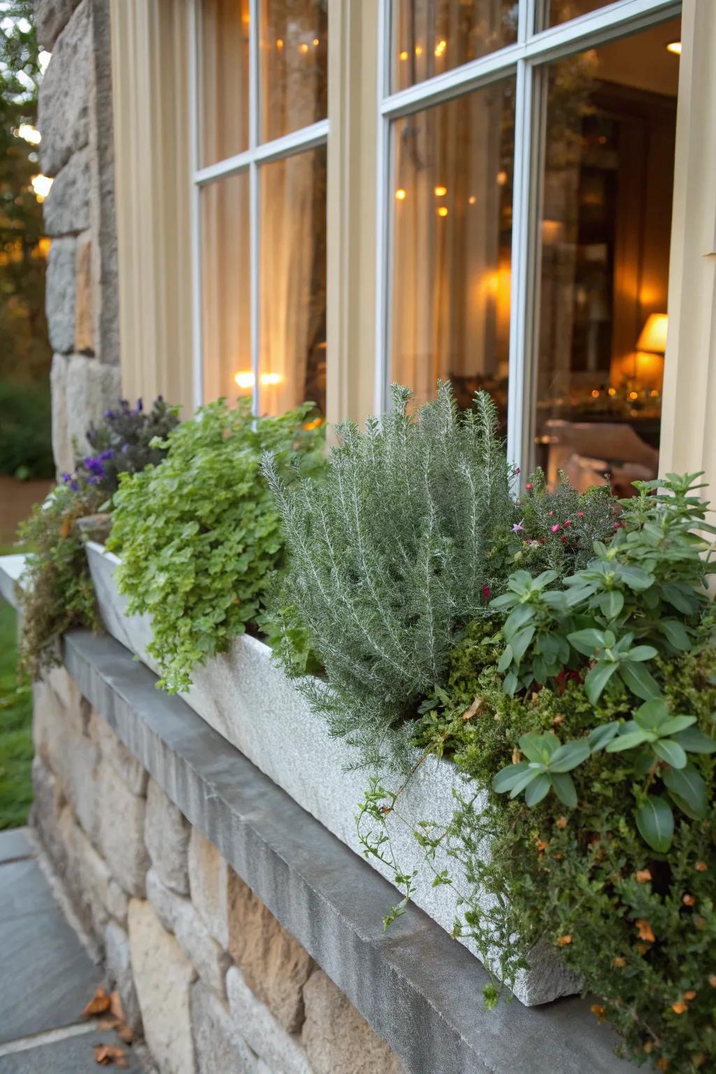 Herbs adding freshness and fragrance.