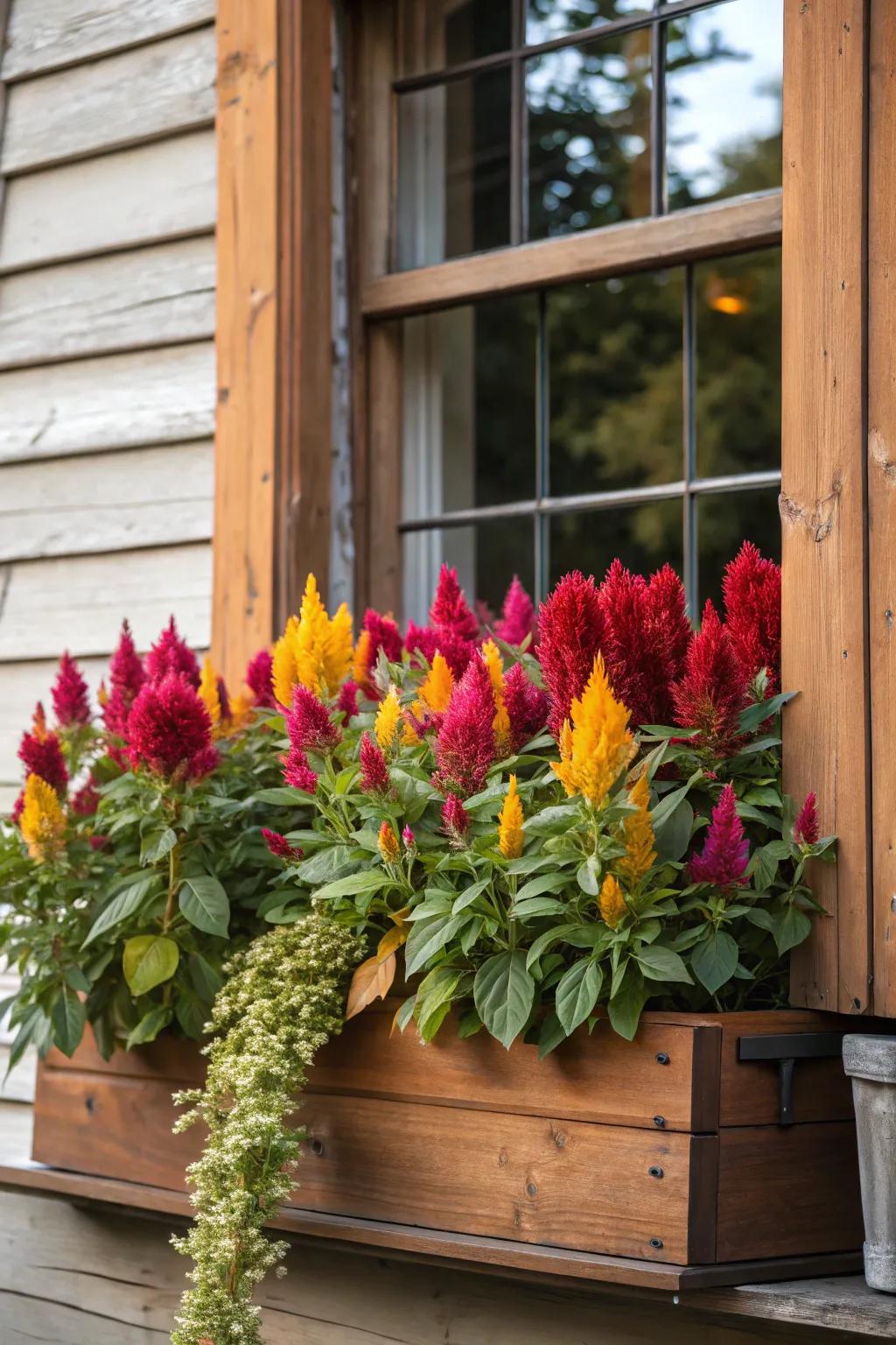 Vibrant Celosia blooms for fall flair.