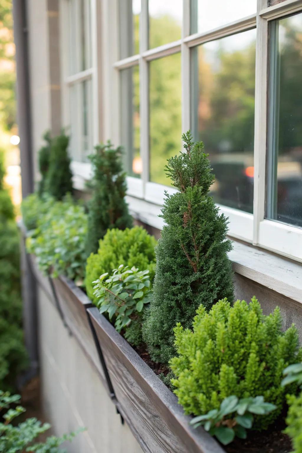 Evergreens for lasting structure.