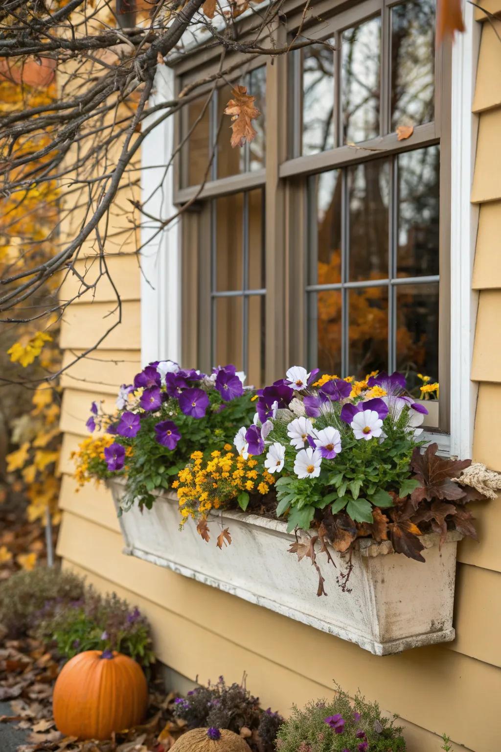 Cheerful violas peeking out.