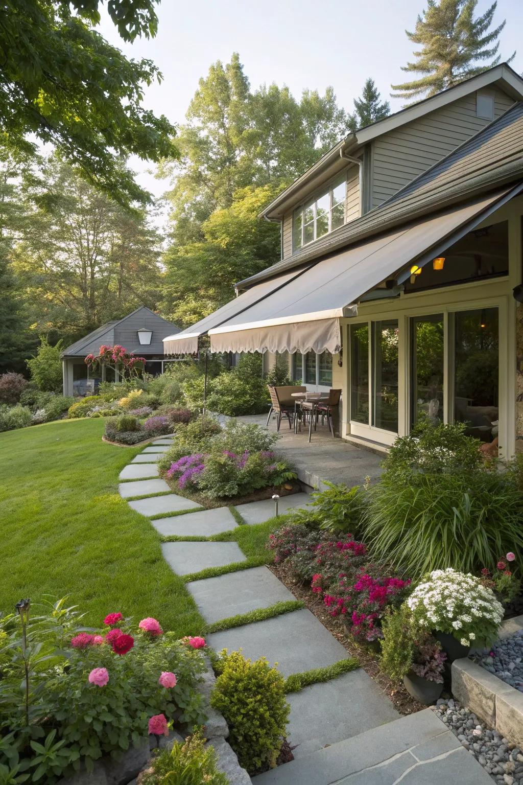 Retractable awnings offer flexibility and style with ease.