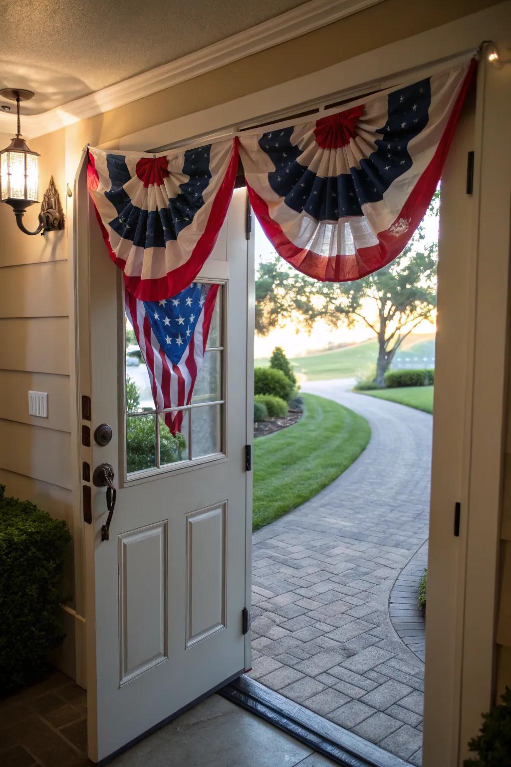 A festive bunting that brings a patriotic flair to any entrance.