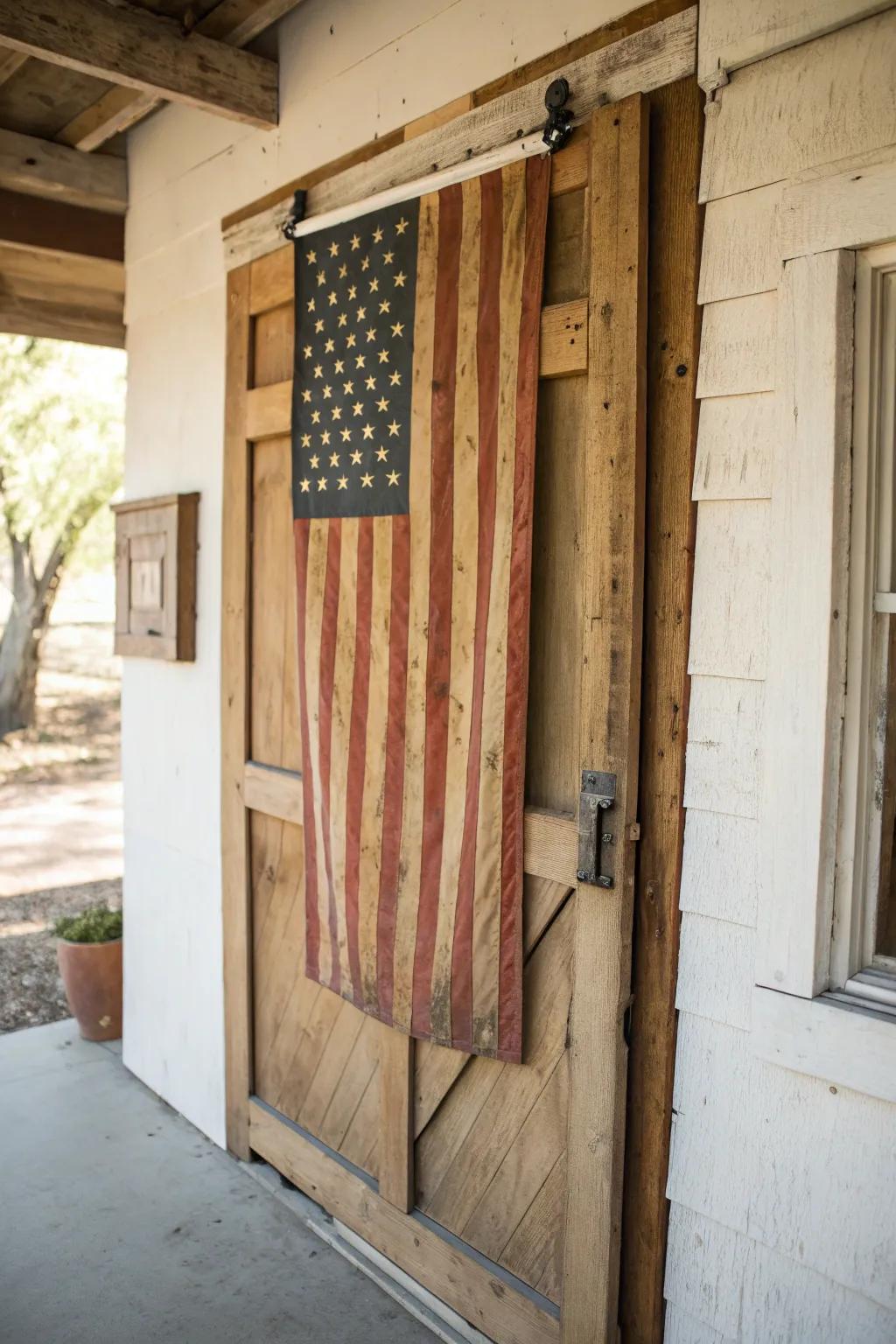 A vintage-inspired wooden American flag that adds character and charm.
