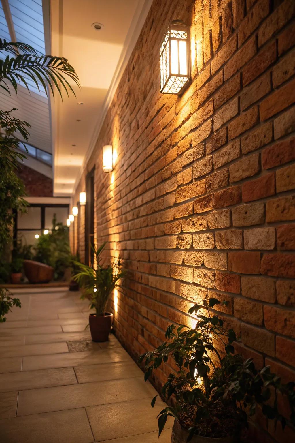 Soft lighting creates a warm ambiance indoors.