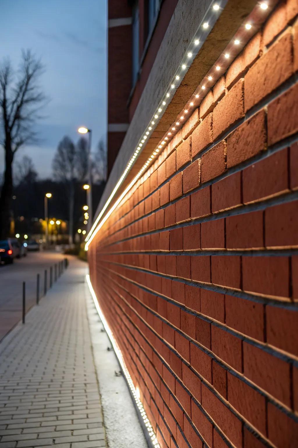 LED strips add a modern touch to classic brick.